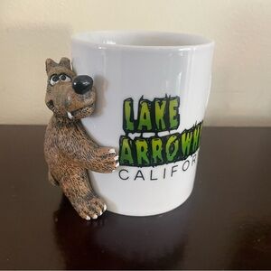 Lake Arrowhead California White Mug with Brown Dog Handle